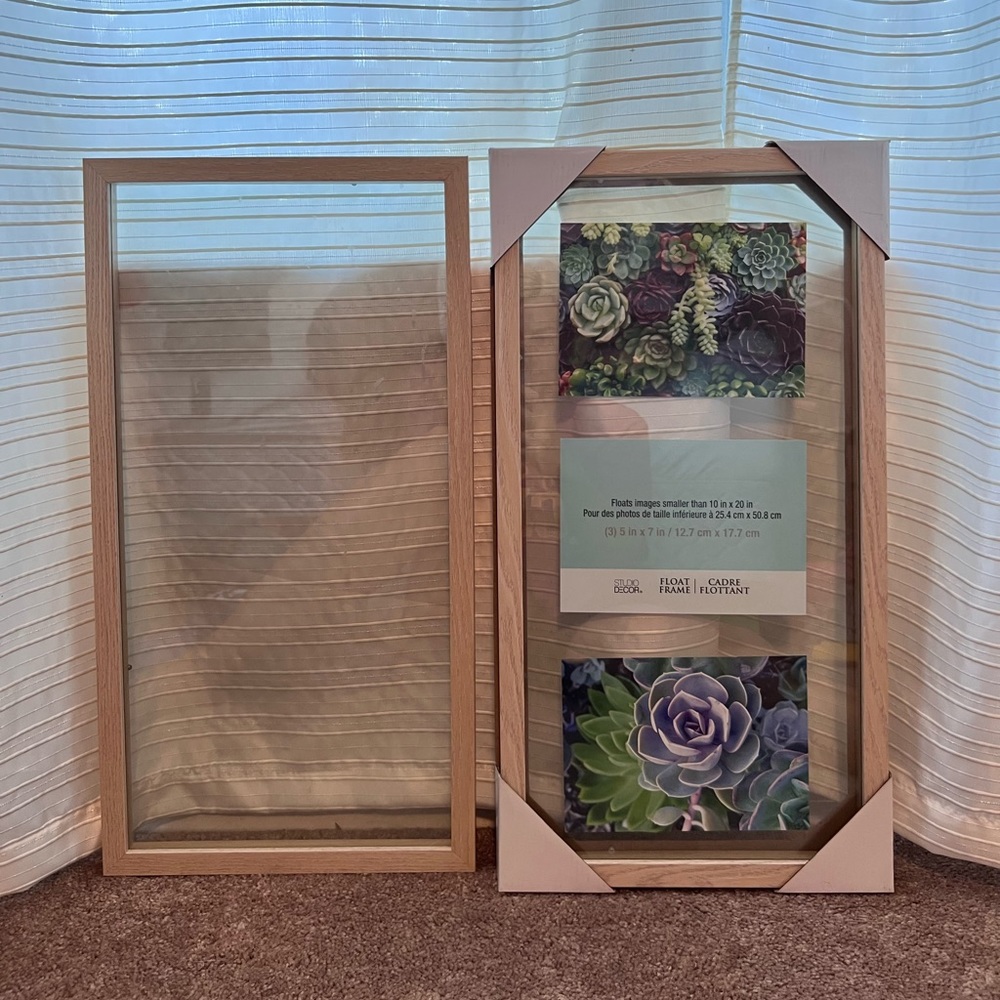 2 floating natural wood frame